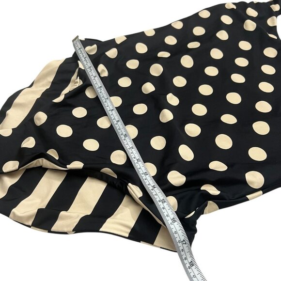 J Crew Reversible One Piece Swimsuit 14 Striped Polkadot Scoop Neck Black Tan - Picture 10 of 12